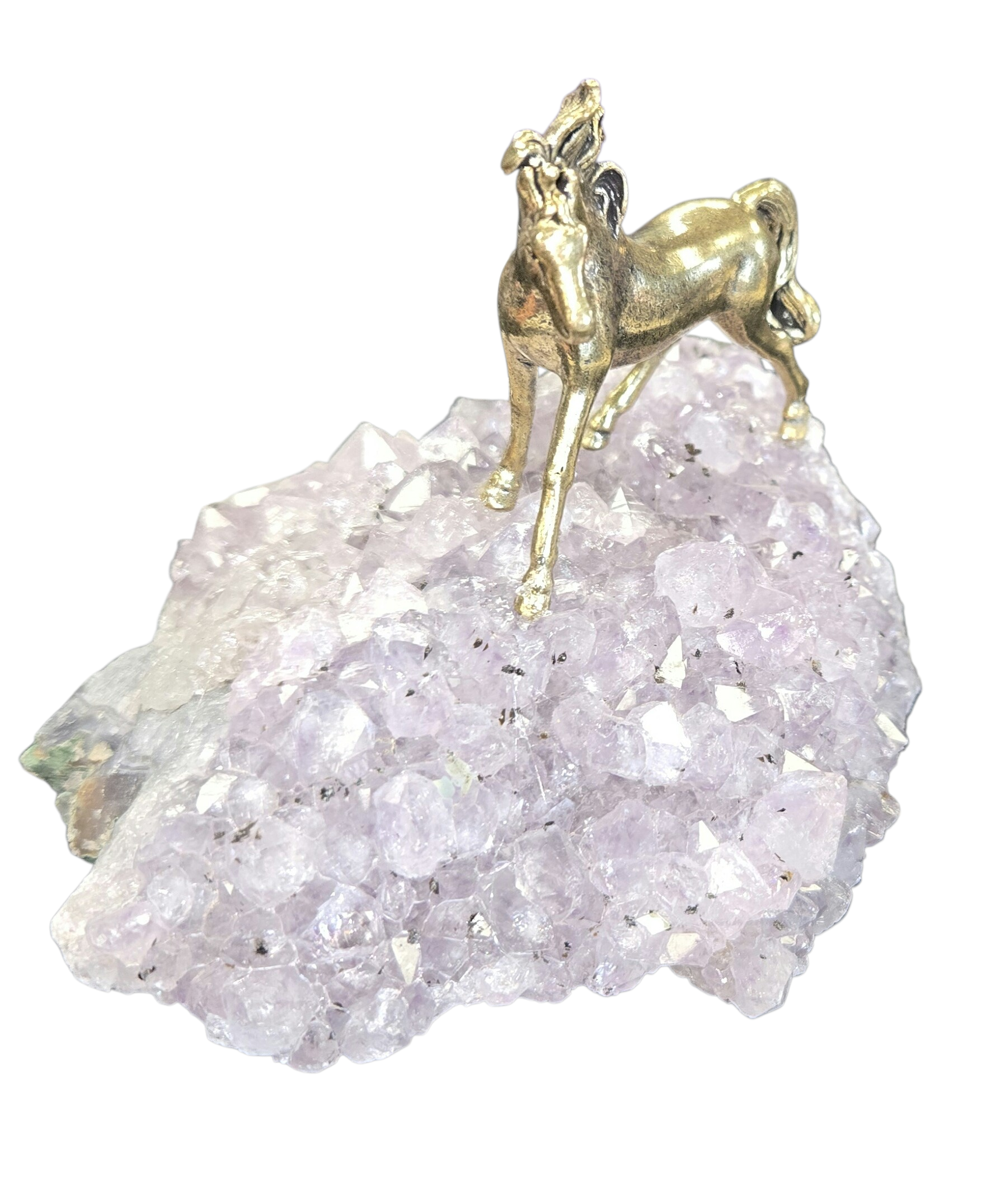 Amethyst Druzy with Brass Horse